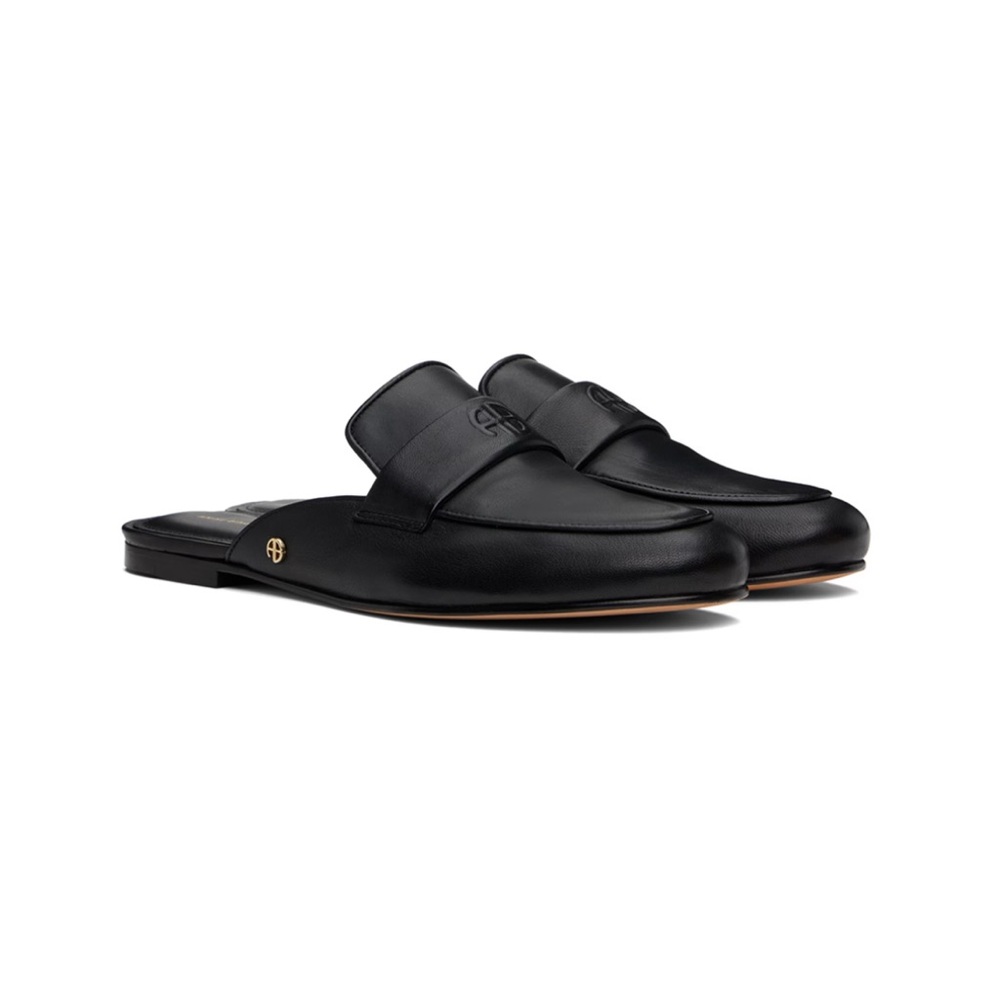 Women’s Black Leather Loafers - Anine Bing